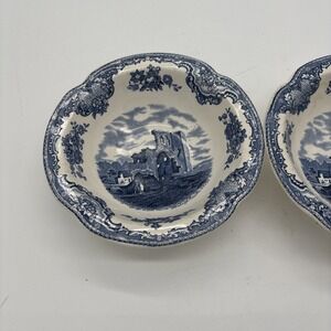 Vintage Johnson Bros. Old Britain Castles Blue ~ Set of 2 Rim Cereal Bowls